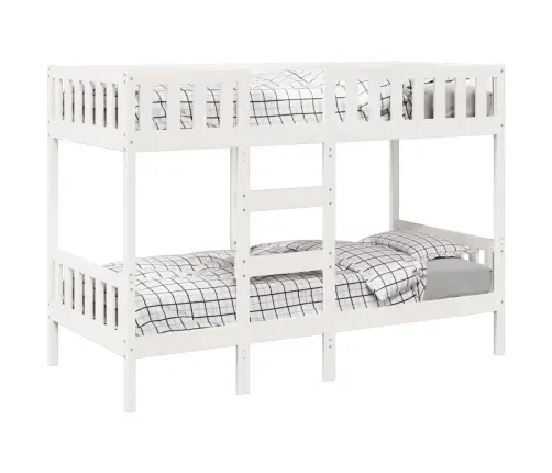 Divstāvu Gulta, Balta, 75X190 Cm, Priedes Masīvkoks Vidaxl