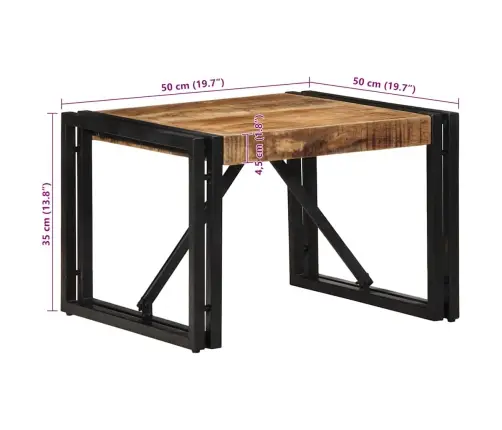 Kavos Staliukas 50X50X35 Cm Masyvus Rough Wood Mango