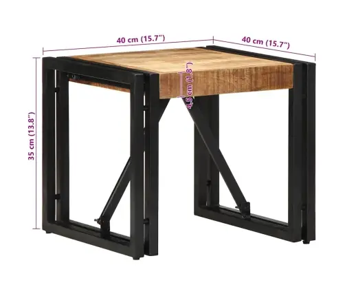 Kohvilaud, 40X40X35 cm Töötlemata Mangopuit