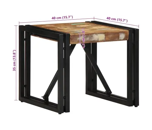 Daudzkrāsains Kafijas Galdiņš 40X40X35Cm, Pārstrādāts Masīvkoks Vidaxl