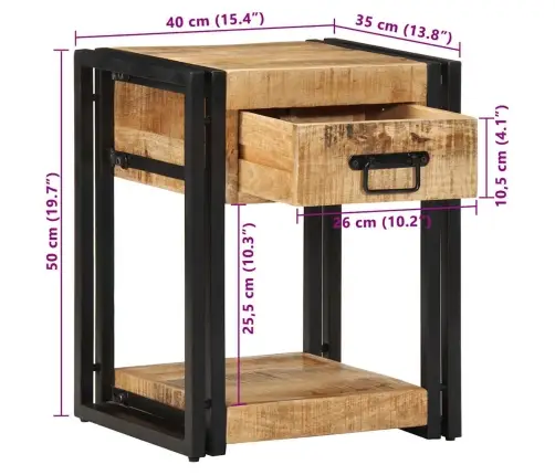 Naktsskapīši 2 Gab 40X35X50 Cm Masīvkoksnes Mango Vidaxl