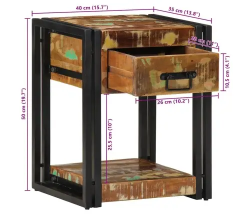 Šalia Lovos Spintelė Su Stalčių Įvairiaspalvis 40 X 35 X 50 Cm