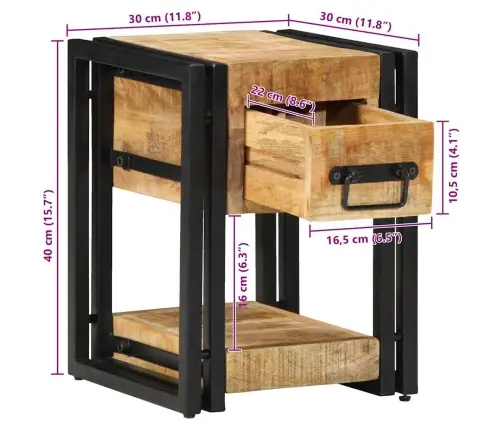 Naktsgaldiņš 40X40X40 Cm Ciets Mango Koks Vidaxl