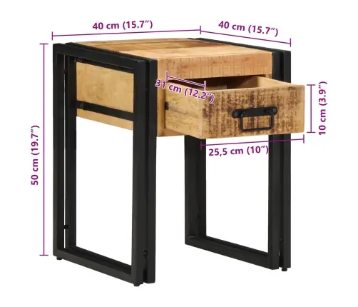 Otsalaud Sahtliga Pruun Ja Must 40 X 40 X 50 Cm Tugev Mango Puu