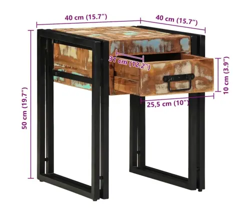 Abilaud Sahtliga 40 X 40 X 50 Cm Tugev Taastatud Puit Ja Metall