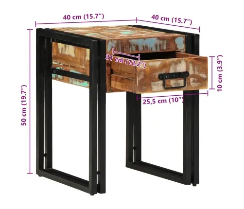 Žurnalinis Staliukas 40 X 40 X 50 Cm Kietas Atkurtas Medis