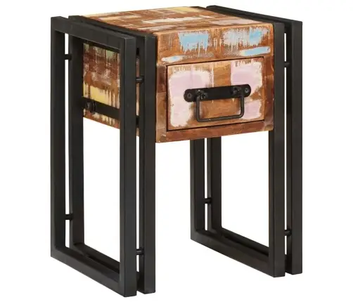 Sānu Galdiņš 30 X 30 X 40 Cm Cieta Atjaunota Koksne Un Metāls Vidaxl