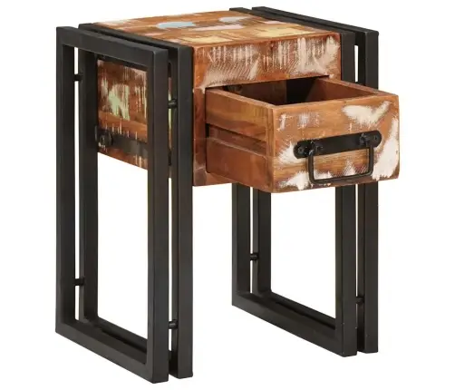 Sānu Galdiņš 30 X 30 X 40 Cm Cieta Atjaunota Koksne Un Metāls Vidaxl