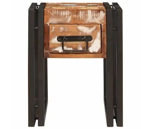 Sānu Galdiņš 30 X 30 X 40 Cm Cieta Atjaunota Koksne Un Metāls Vidaxl