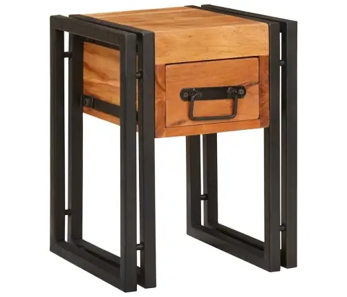 Sānu Galdiņš 30 X 30 X 40 Cm Cieta Akācijas Koksne Un Metāls Vidaxl