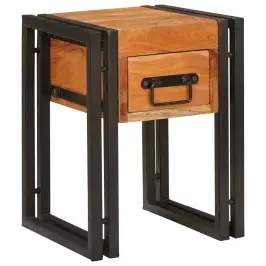 Sānu Galdiņš 30 X 30 X 40 Cm Cieta Akācijas Koksne Un Metāls Vidaxl
