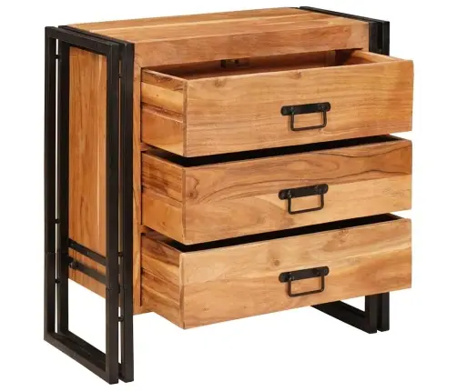 Puse Ar Atvilktni Brūna 66 X 33 X 70 Cm Cietā Akācijas Koks Vidaxl