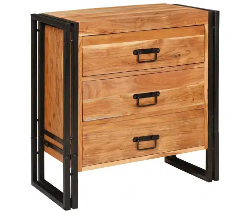 Puse Ar Atvilktni Brūna 66 X 33 X 70 Cm Cietā Akācijas Koks Vidaxl