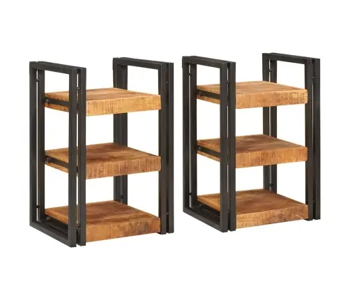 Naktsgaldiņš 2 Pcs Brūna Un Melna Cieta Mango Koksne Vidaxl