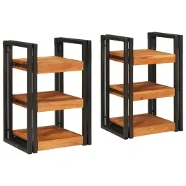 Naktsgaldiņš 2 Pcs Brūna Un Melna Cieta Koka Akācija Vidaxl