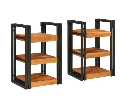 Naktsgaldiņš 2 Pcs Brūna Un Melna Cieta Koka Akācija Vidaxl