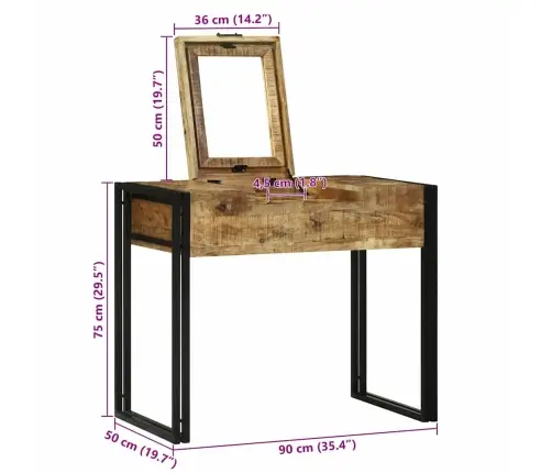 Grīmēšanas Galdiņš 90X50X75 Cm Masīvkoks No Mango Vidaxl