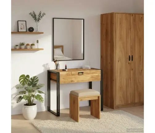 Miegamojo Kosmetiniai Staliukai Ruda Akacijos Medienos Masyvas