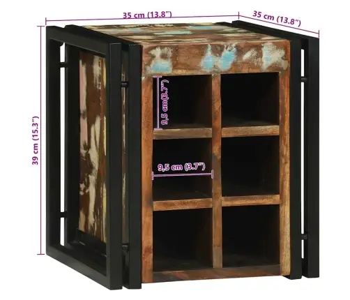 Vīna Plaukts 34.5X35X39 Cm Solid Koks Pārstrādāts Vidaxl