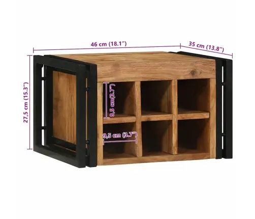 Vīna Plaukts 46X35X27.5 Cm Solid Akācijas Koks Vidaxl