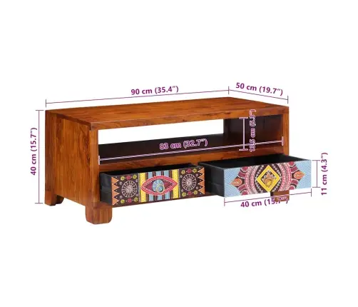 Kafijas Galdiņš, 90X50X40 Cm, Akācijas Masīvkoks Vidaxl