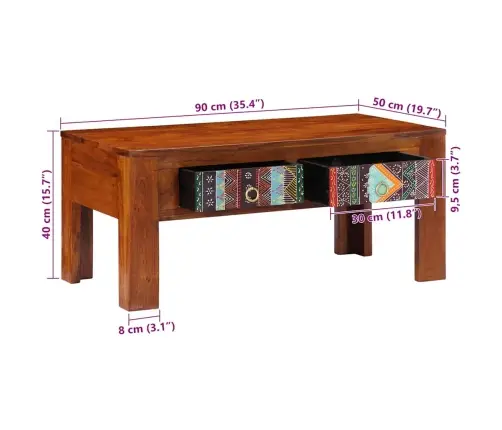 Kafijas Galdiņš, 90X50X40 Cm, Akācijas Masīvkoks Vidaxl