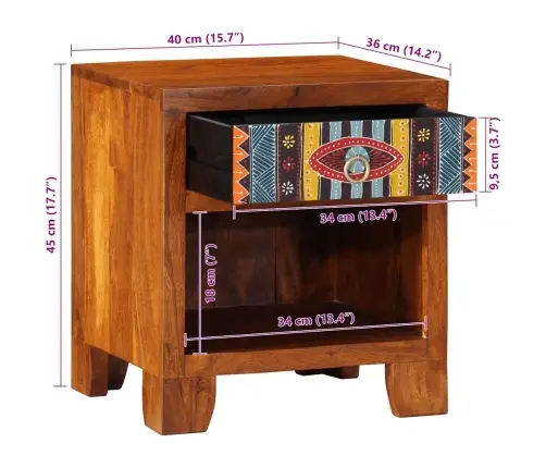 Naktsskapītis, 40X35X45 Cm, Akācijas Masīvkoks Vidaxl
