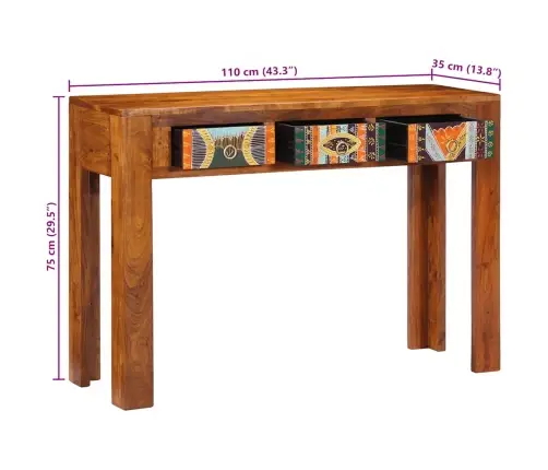 Konsoollaud, 110 X 35 X 75 cm Akaatsiapuit