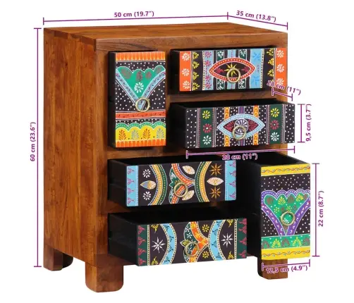 Puhvetkapp Mitmevärviline 50X35X60 Täispuidust Akaatsia Puhvetkapp Mitmevärviline 50X35X60 Täispuidust Akaatsia