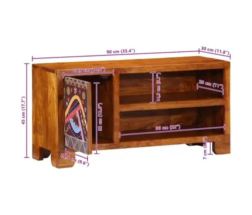 Tv Skapis Daudzkrāsains 90X30X45 Akācijas Masīvkoka Vidaxl
