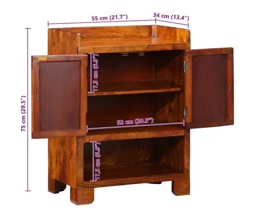Apavu Skapis 55X35X75 Cm Cietā Akācijas Koka Vidaxl