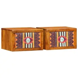 Nakts Skapītis 2 Pcs Brūna 35 X 30 X 22 Cm Akācijas Masīvkoks Vidaxl