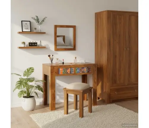 Kosmētikas Galds Ar Spoguli Medu Brūns Masīvkoks Akācija Vidaxl