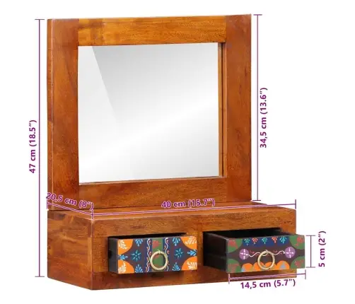 Sienas Skapītis 40X20X50 Cm Ciets Akācijas Koks Vidaxl