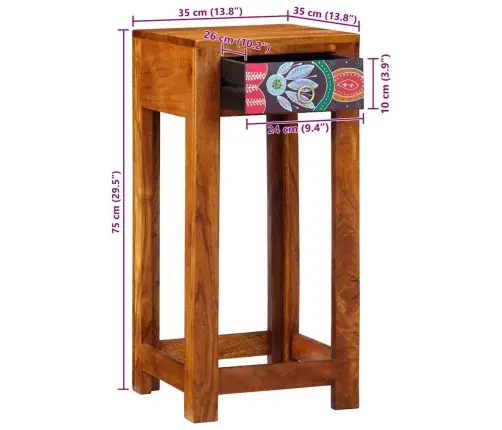 Telefona Statīvs 35X35X75 Cm Cietā Akācijas Koka Vidaxl