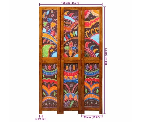 Telpu Dalītājs 3 Paneļi Medus Brūnā Krāsā 35X1.5X160 Cm No Cietās Akācijas Koka Vidaxl