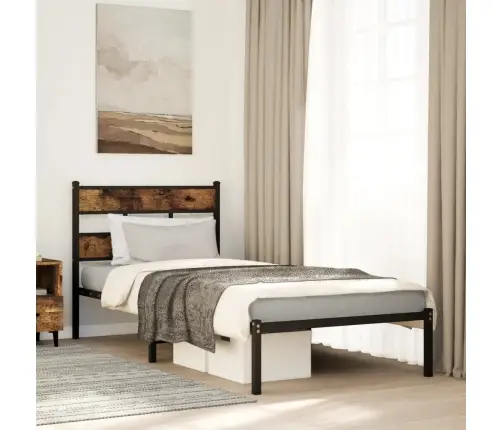 Metallist Voodiraam Ilma Madratsita Suitsutatud Tamm 90X200 Cm