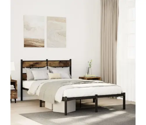 Gultas Rāmis Bez Matrača, Metāls, 120X190Cm, Ozolkoka Imitācija Vidaxl