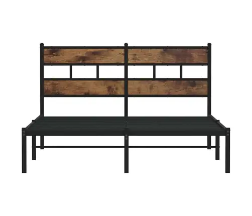 Gultas Rāmis Bez Matrača, Metāls, 135X190Cm, Ozolkoka Imitācija Vidaxl