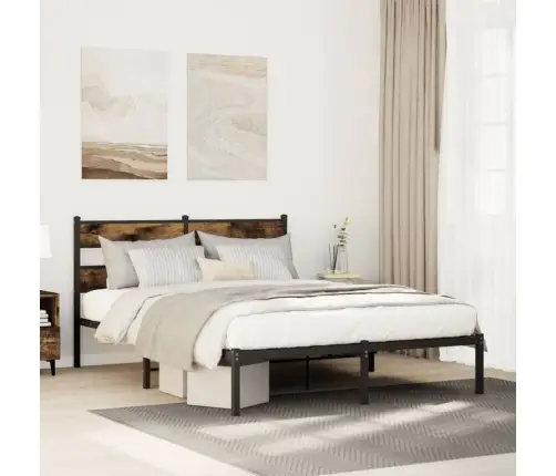 Metallist Voodiraam Ilma Madratsita Suitsutatud Tamm 160X200 Cm