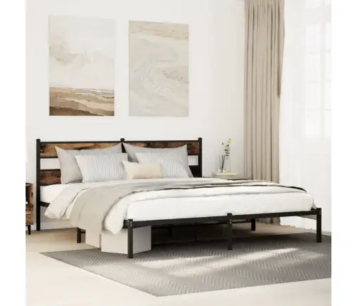 Metallist Voodiraam Ilma Madratsita Suitsutatud Tamm 183X213 Cm