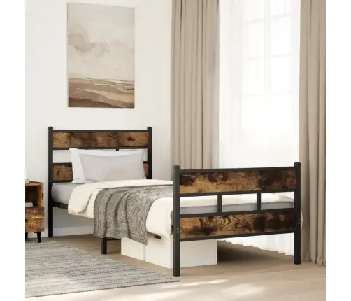 Gultas Rāmis Bez Matrača, Metāls, 80X200 Cm, Ozolkoka Imitācija Vidaxl
