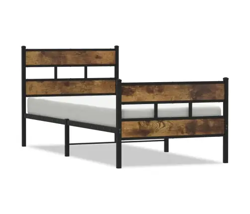 Metallist Voodiraam Ilma Madratsita Suitsutatud Tamm 100X190 Cm