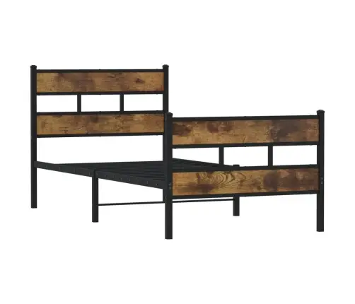 Metallist Voodiraam Ilma Madratsita Suitsutatud Tamm 100X190 Cm