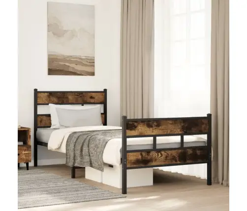 Gultas Rāmis Bez Matrača, Metāls, 100X200Cm, Ozolkoka Imitācija Vidaxl