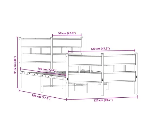 Lovos Rėmas Be Čiužinio, Dūminio Ąžuolo, 120X190cm Metalas