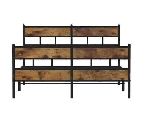 Gultas Rāmis Bez Matrača, Metāls, 140X190Cm, Ozolkoka Imitācija Vidaxl