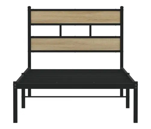 Gultas Rāmis Bez Matrača, Metāls, 80X200 Cm, Ozolkoka Imitācija Vidaxl