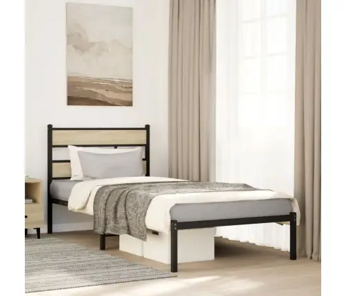 Gultas Rāmis Bez Matrača, Metāls, Ozolkoka, 107X203 Cm Vidaxl