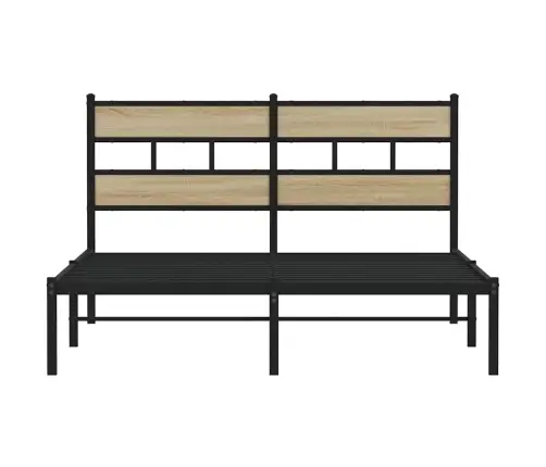 Gultas Rāmis Bez Matrača, Metāls, Ozolkoka, 135X190 Cm Vidaxl